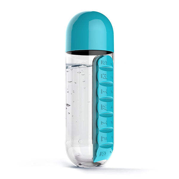 2-in-1 Water Bottle with Built-in Pill Organizer