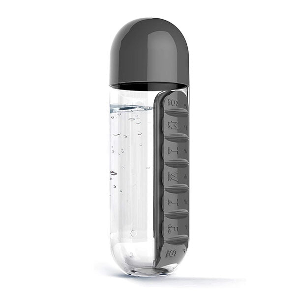 2-in-1 Water Bottle with Built-in Pill Organizer