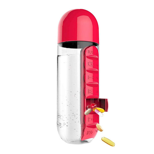 2-in-1 Water Bottle with Built-in Pill Organizer