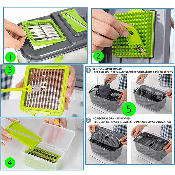 22-in-1 Multifunctional Vegetable Chopper and Slicer Set with Storage Box