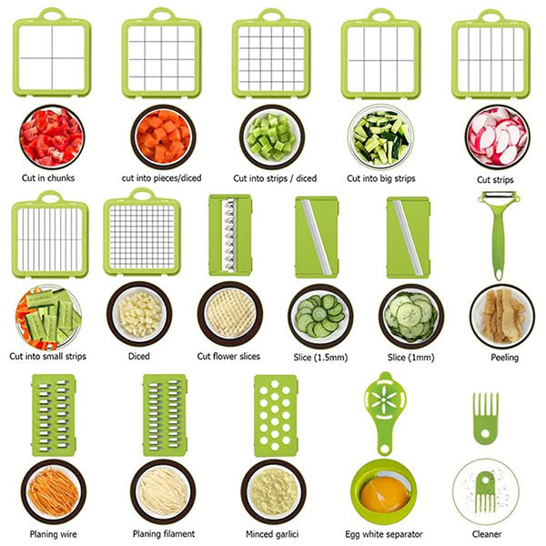22-in-1 Multifunctional Vegetable Chopper and Slicer Set with Storage Box