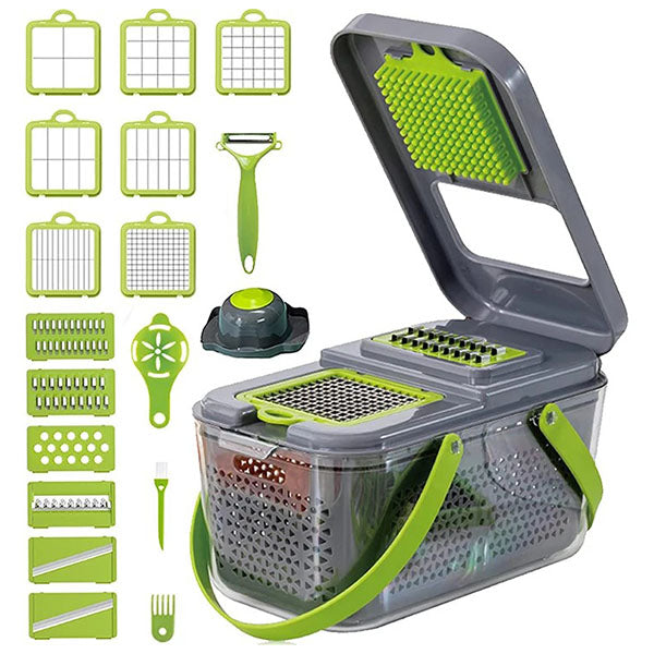 22-in-1 Multifunctional Vegetable Chopper and Slicer Set with Storage Box