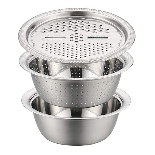 3-in-1 Stainless Steel Vegetable Cutter & Drain Basket