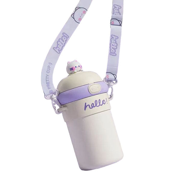 3D Cartoon Thermos Bottle with Strap – 500ml