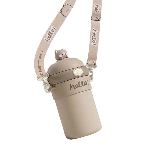 3D Cartoon Thermos Bottle with Strap – 500ml