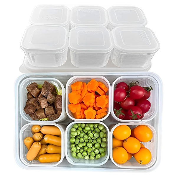 7-pack stackable small plastic food storage containers