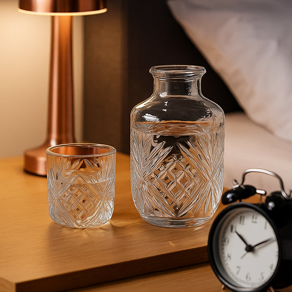 Bedside Starburst Water Bottle Glass Cup/Bottle Set