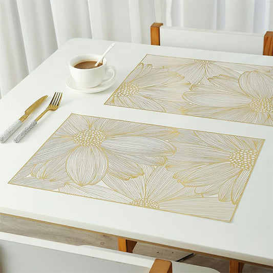 Daisy Gold Vinyl Placemats Set 6Pcs
