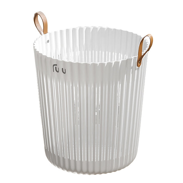 Flexible Plastic laundry Basket with Leather Handle
