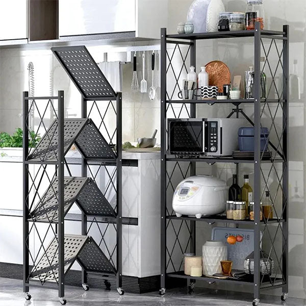 Foldable 5-Tier Metal Rack Storage Shelving Unit