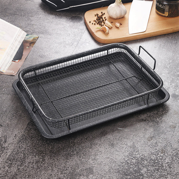 Granite Coated Oven Crisper Tray with Basket – 2-Piece Set