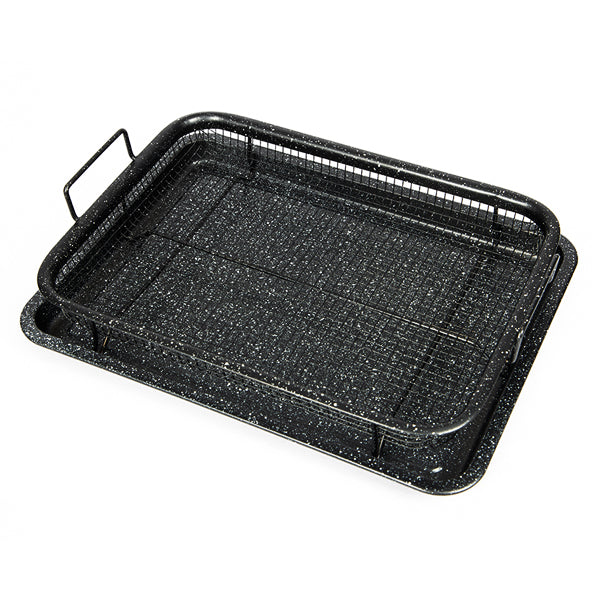 Granite Coated Oven Crisper Tray with Basket – 2-Piece Set