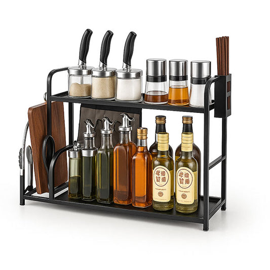 منظم رف التوابل لسطح المطبخ مع حامل أدوات المطبخ