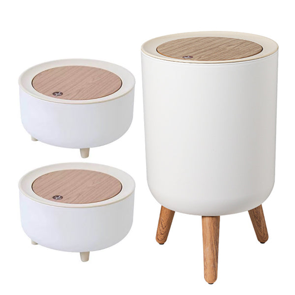 3-Piece Modern Nordic-Style Trash Bin with Wooden Legs