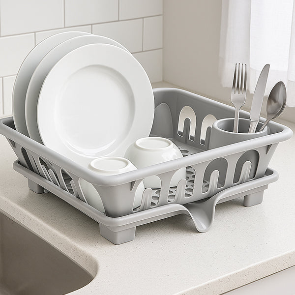 Plastic Dish Rack with Drainage Base