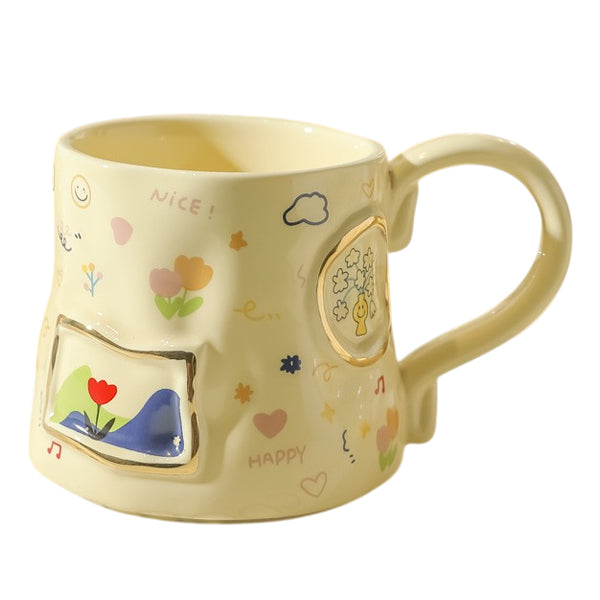 Porcelain Teacup Tea Set 7 Pieces with Tray