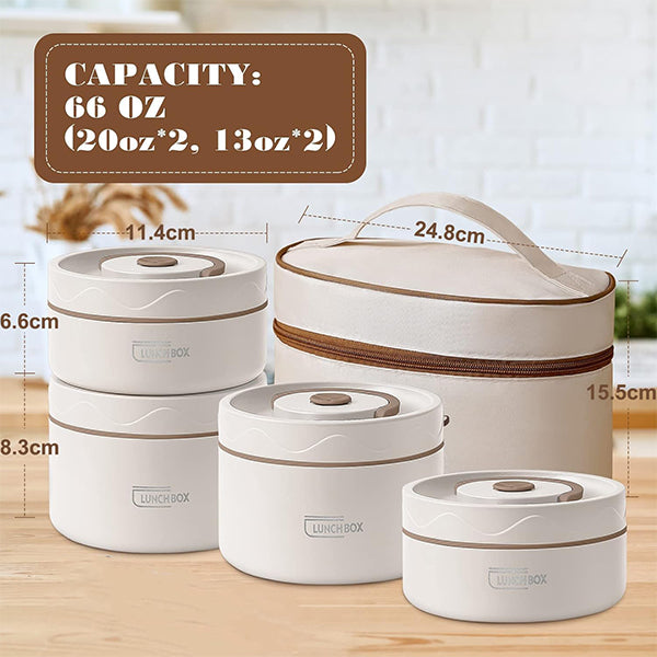 Portable Insulated Stackable Lunch Box Set with Carrying Bag