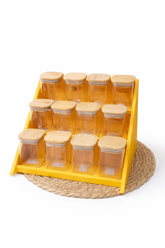 طقم برطمانات توابل زجاج – 12 قطعة