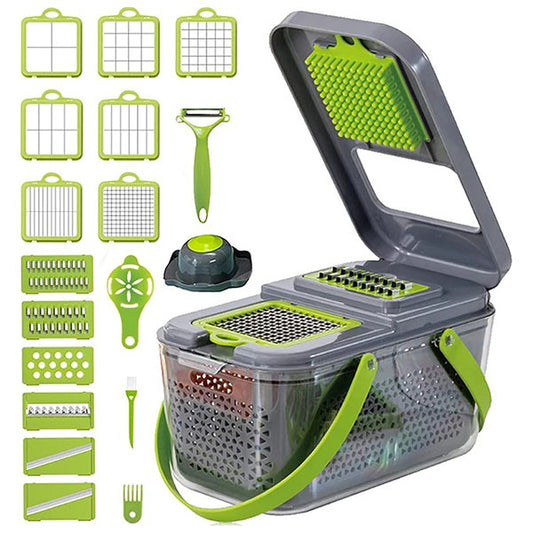 22-in-1 Multifunctional Vegetable Chopper and Slicer Set with Storage Box