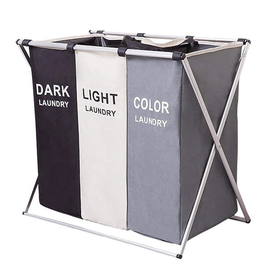 3-Grid Collapsible Waterproof Laundry Basket