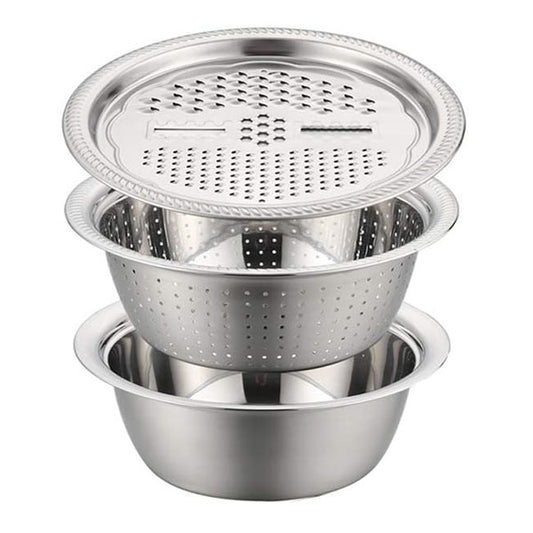 3-in-1 Stainless Steel Vegetable Cutter & Drain Basket