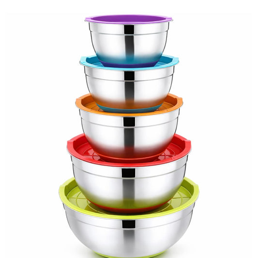 5-Piece Stainless Steel Mixing Bowl Set with Lids