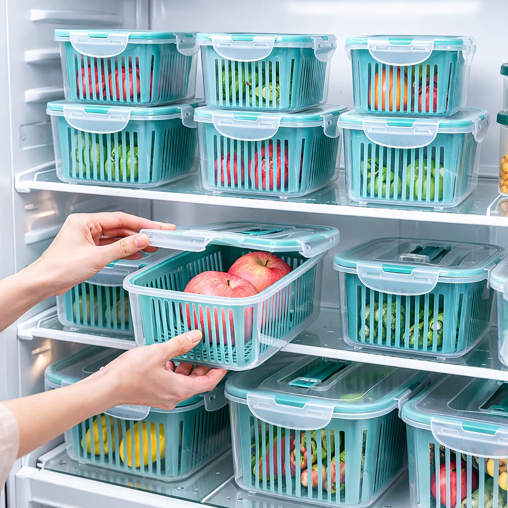 5 Piece Fridge Storage Containers with Strainer | Tawwy