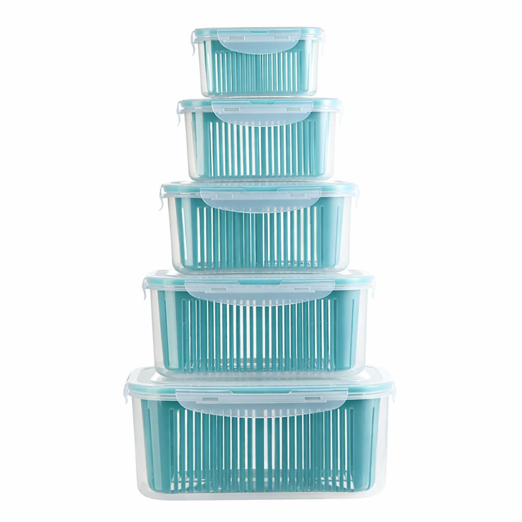 5 Piece Fridge Storage Containers with Strainer | Tawwy