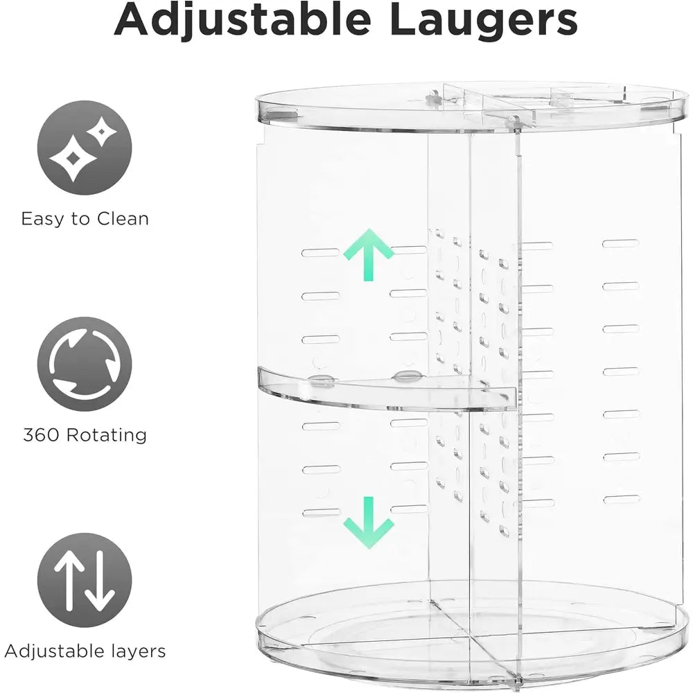 Rotating Makeup & Skincare Organizer – Clear Acrylic Design