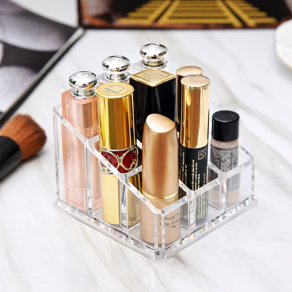 Clear Acrylic Makeup Organizer – 9 Slots | Tawwy