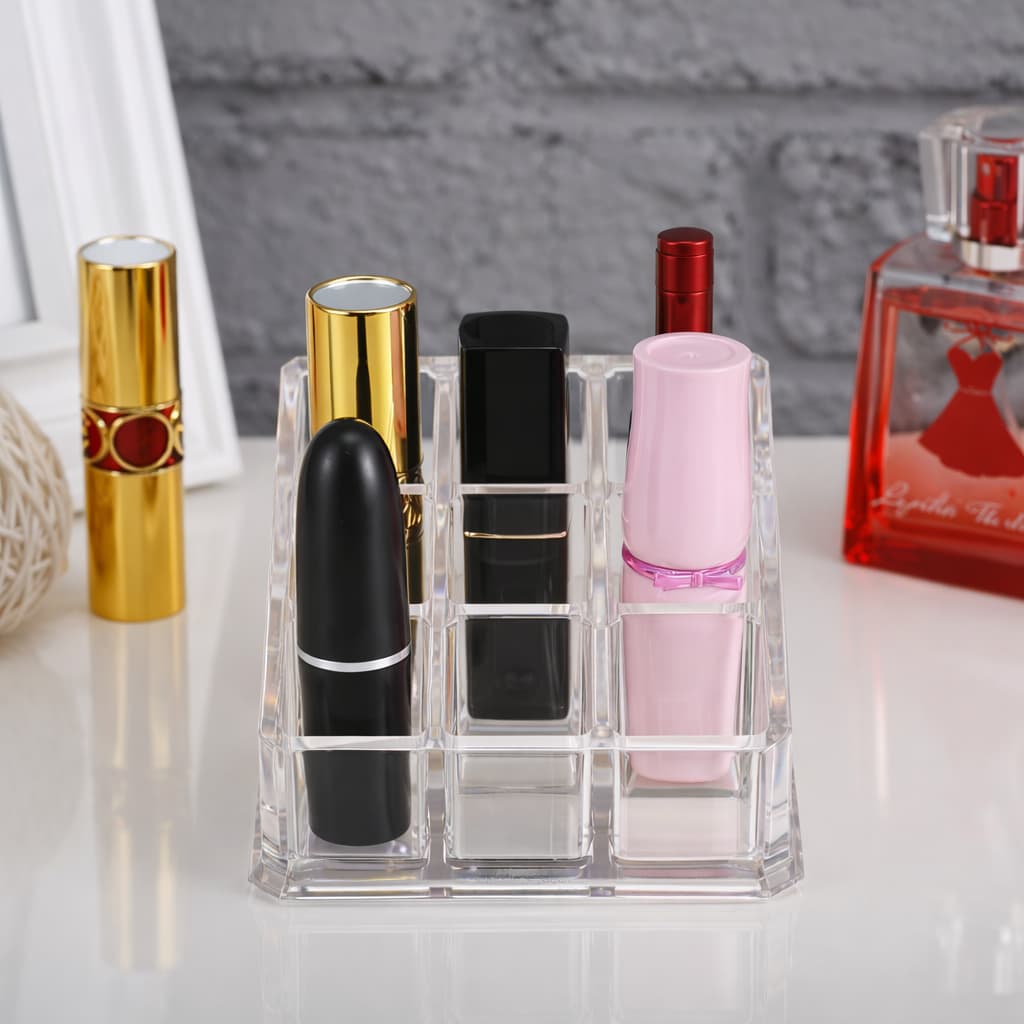 Clear Acrylic Makeup Organizer – 9 Slots | Tawwy