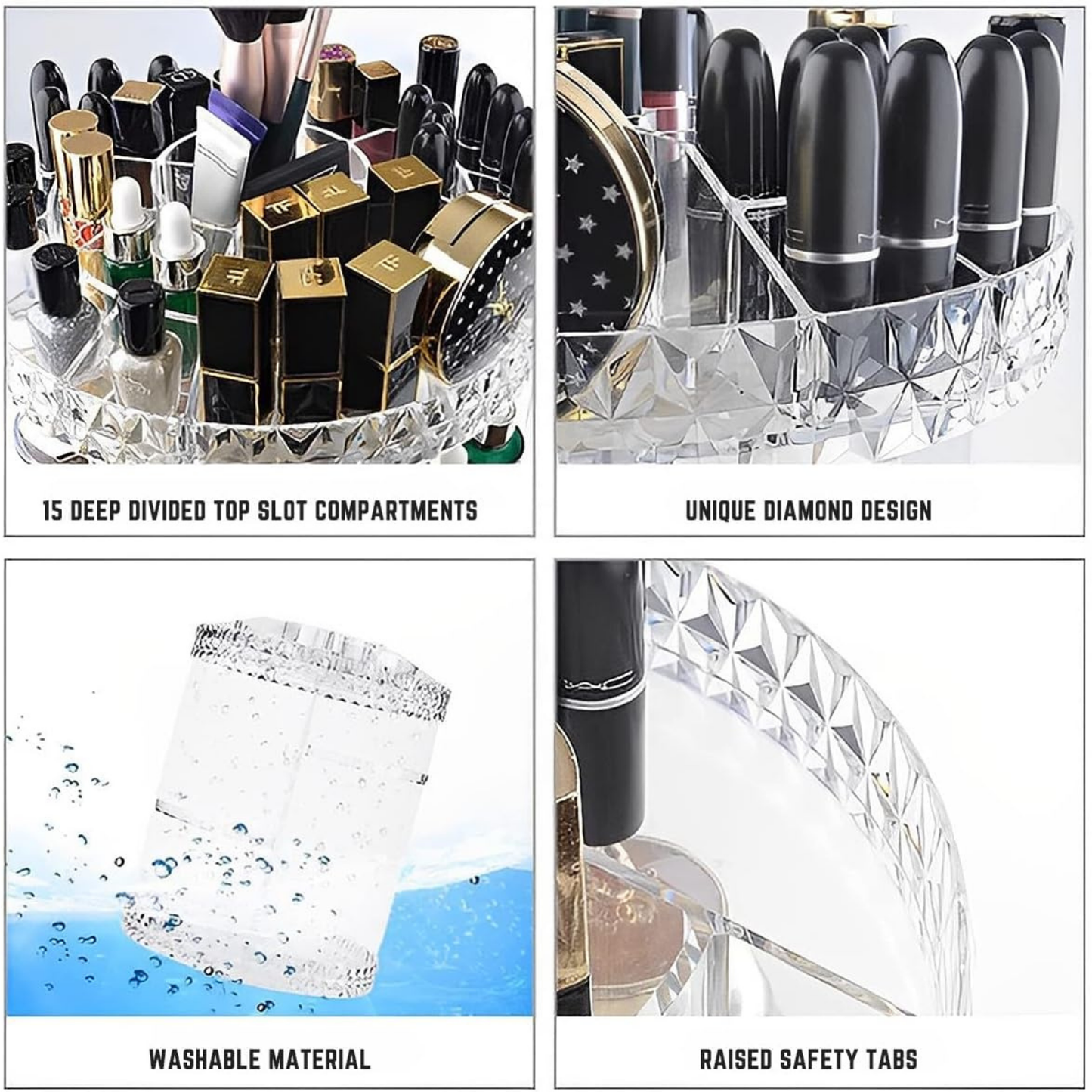 Diamond 360° Adjustable Rotating Multi-Tier Makeup Organizer