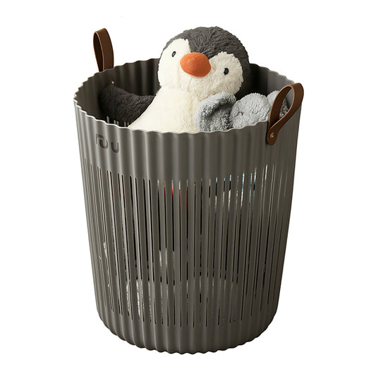 Flexible Plastic laundry Basket with Leather Handle