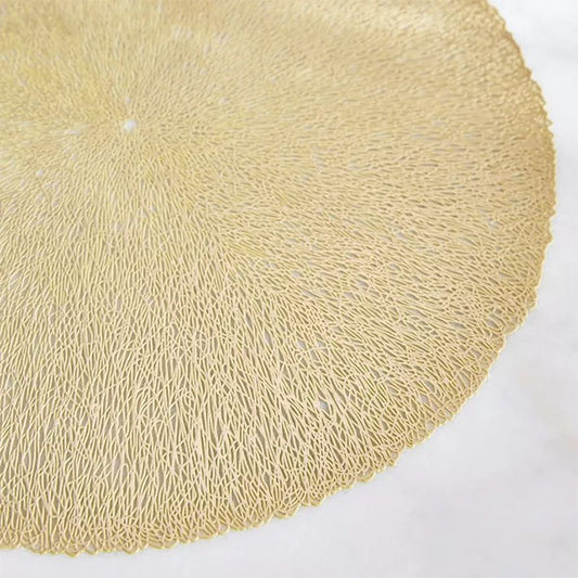 Gold Round Pressed Vinyl Placemats 6Pcs