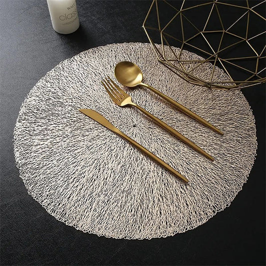 Gold Round Pressed Vinyl Placemats