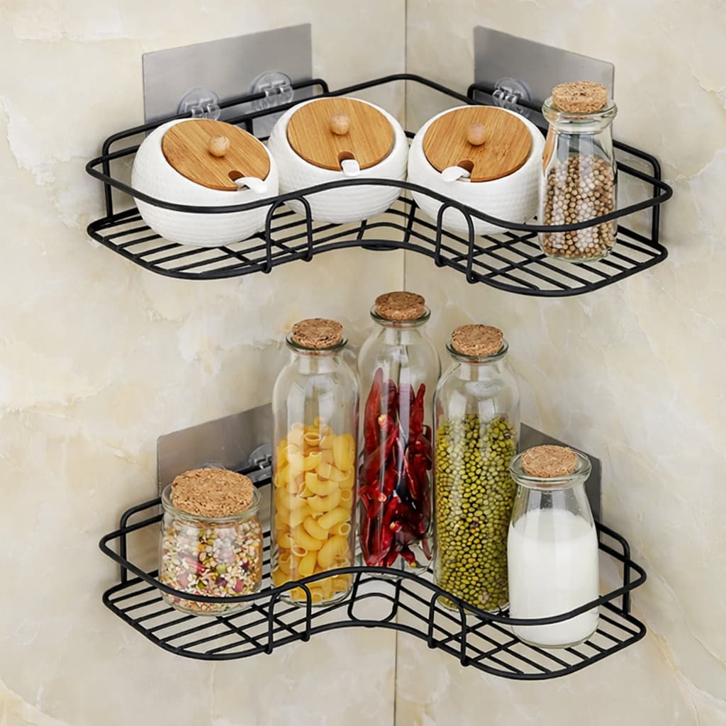Metal Bathroom & Kitchen Corner Storage Shelf Organizer | Tawwy