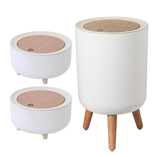 3-Piece Modern Nordic-Style Trash Bin with Wooden Legs