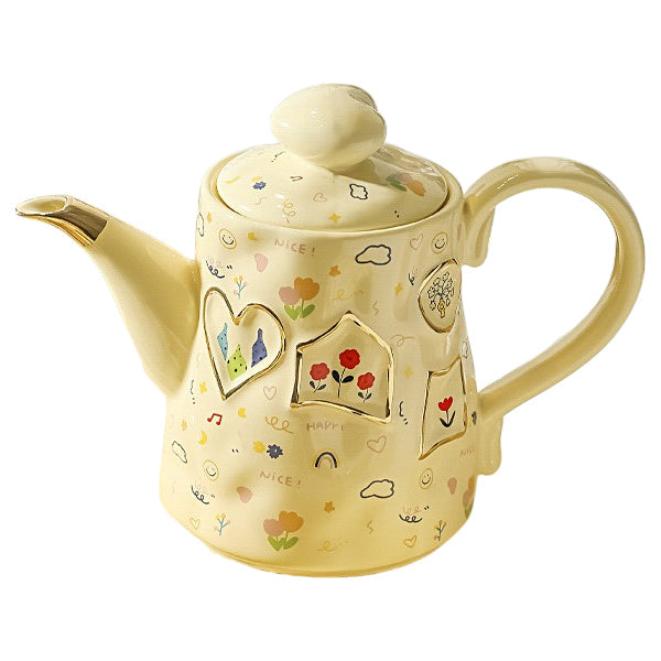 Porcelain Teacup Tea Set 7 Pieces with Tray