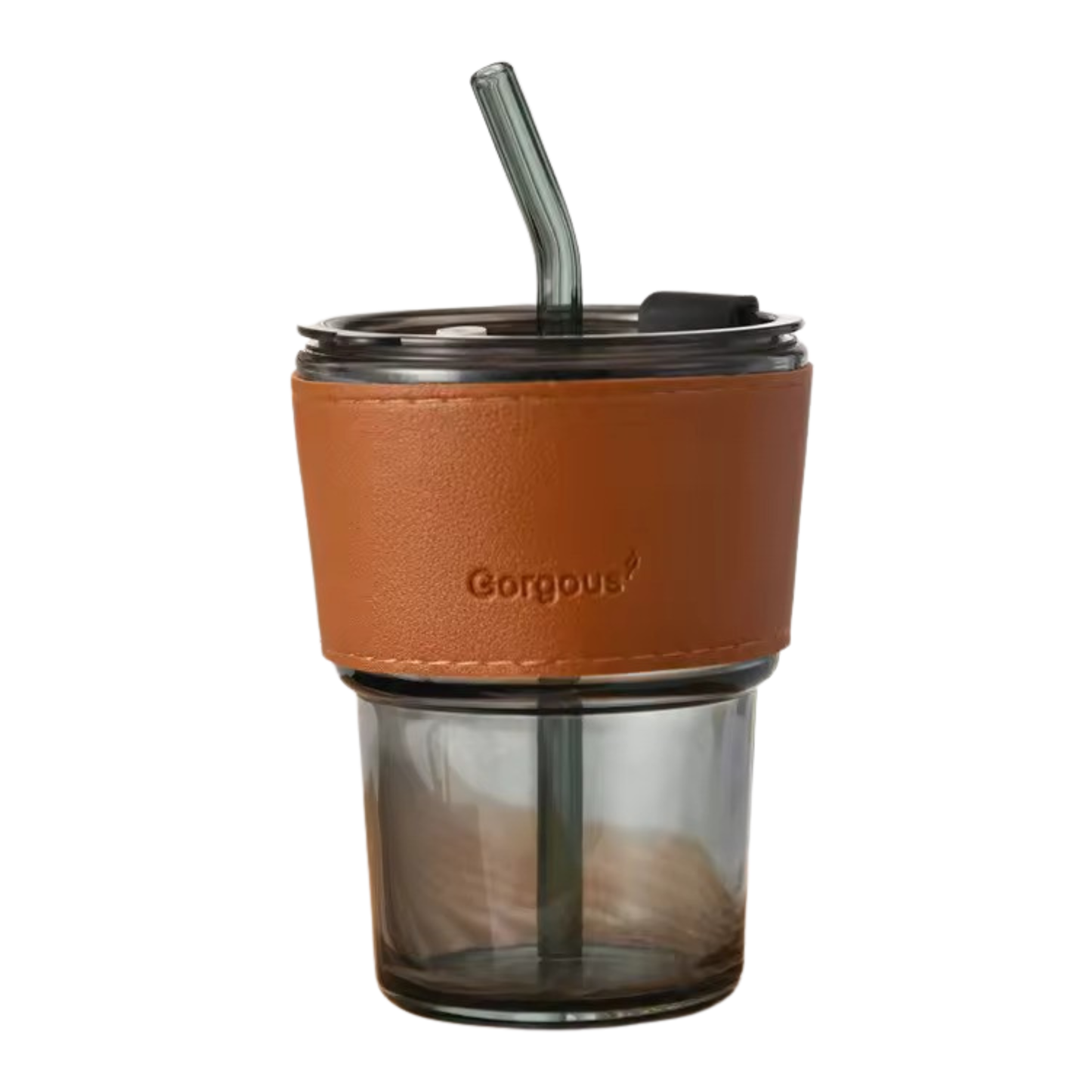 Glass tumbler with 2 in 1 lid straw and direct sip