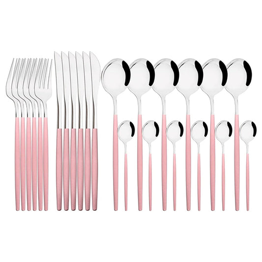 طقم أدوات مائدة من الفولاذ المقاوم للصدأ – 24 قطعة